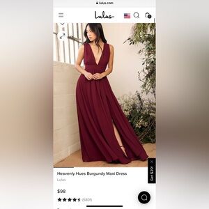 XS Lulus Heavenly Hues Burgundy Maxi Dress